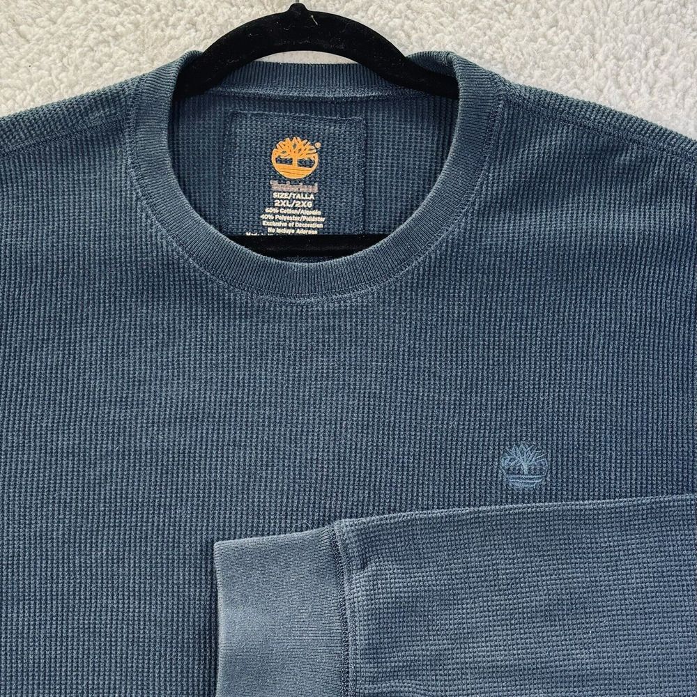 Timberland Navy Henley Size XL Waffle Knit‎ Logo Front  Cotton